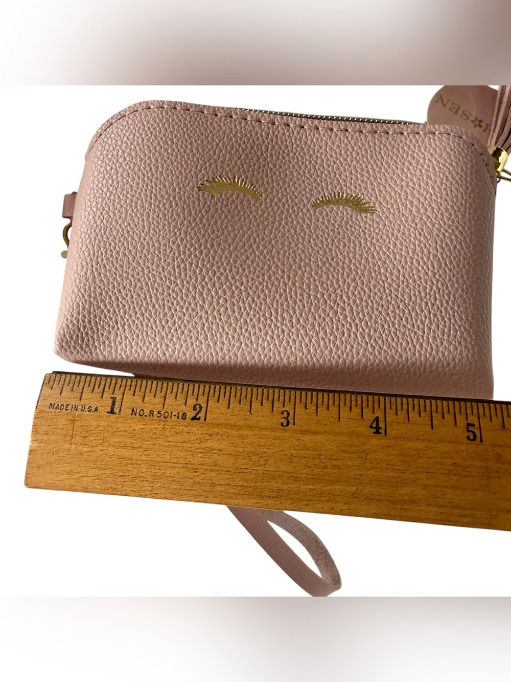 NWT Chosen Mulberry Studios Pink Vegan Leather Wristlet Coin Holder Eyelashes - Picture 5 of 7